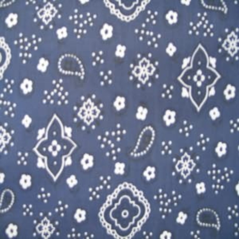 45" Western 50% Cotton 50% Polyester Bandana Navy and White