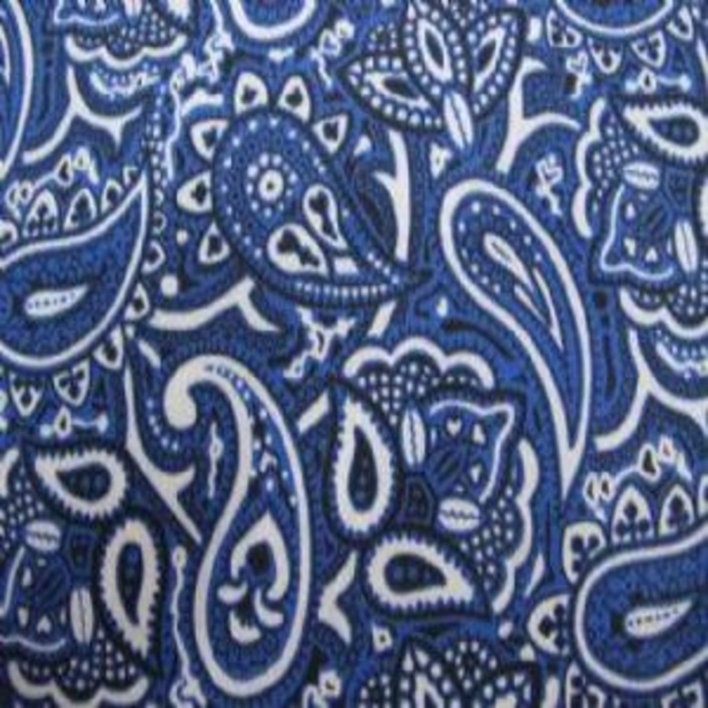 45" Wide Paisley Blue, Black and White100% Cotton