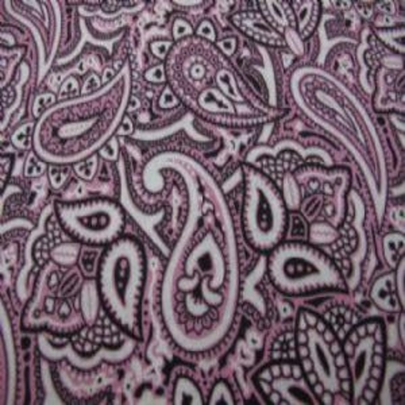 45" Wide Paisley Pink, Black and White100% Cotton
