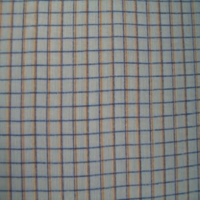 45" Check Dark Blue and Orange with Light Blue Background Poly/Cotton