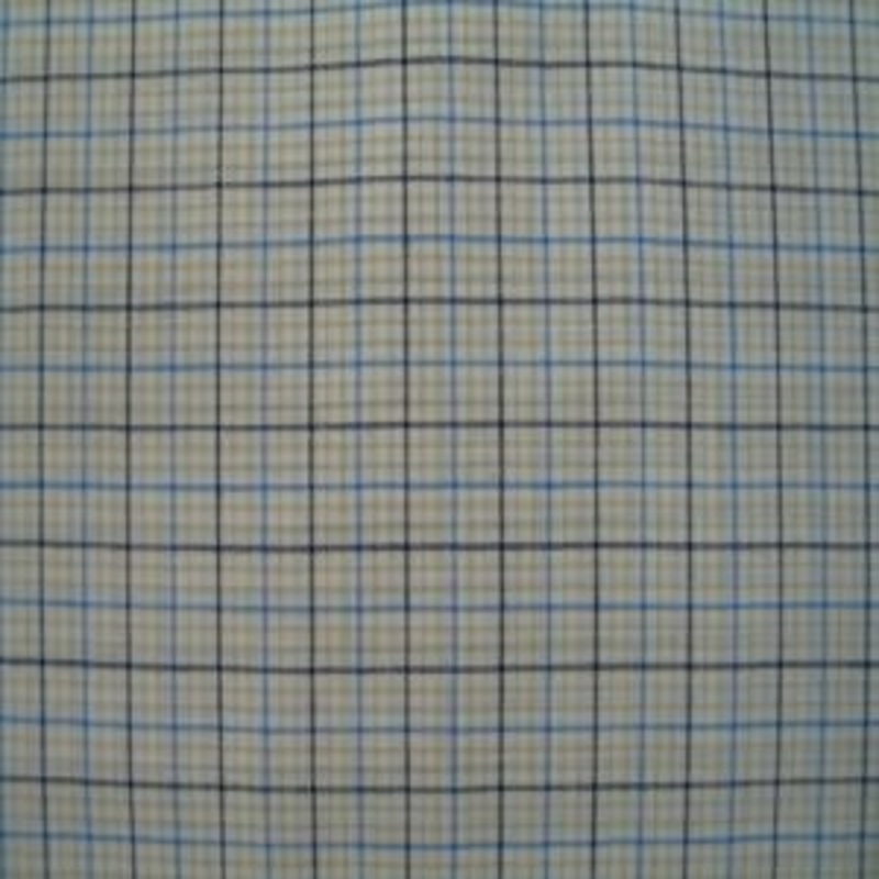 45" Check Tan, Black and Blue Poly/Cotton