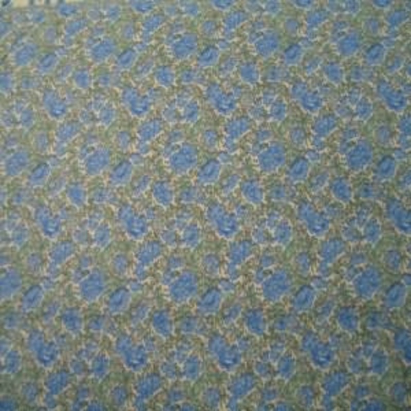 45" Floral Blue and Green with White Background100% Cotton