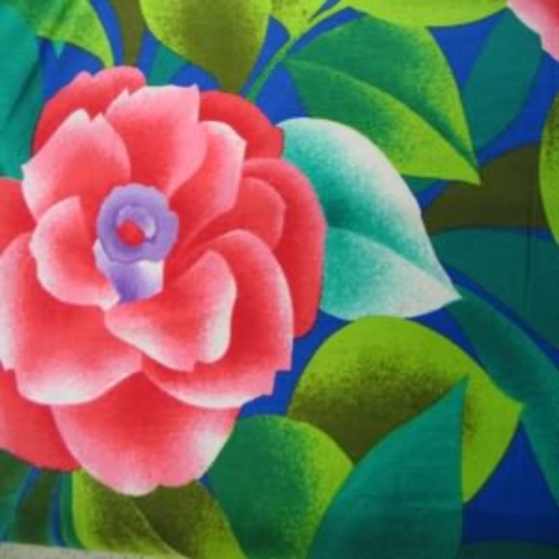 45" Floral Tropical Blue, Green and Red