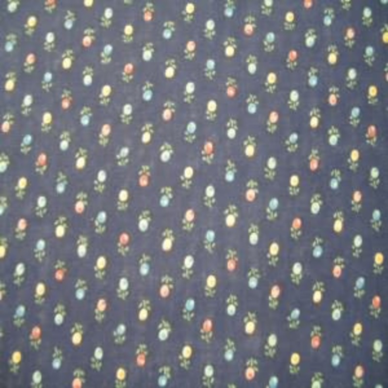 45" Floral Yellow, Red and Blue with Blue Background