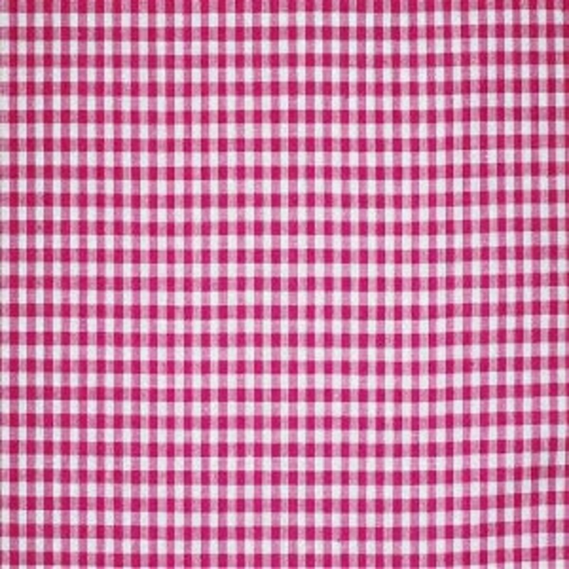 45" Gingham Check 1/8" White and Fushia Poly/Cotton