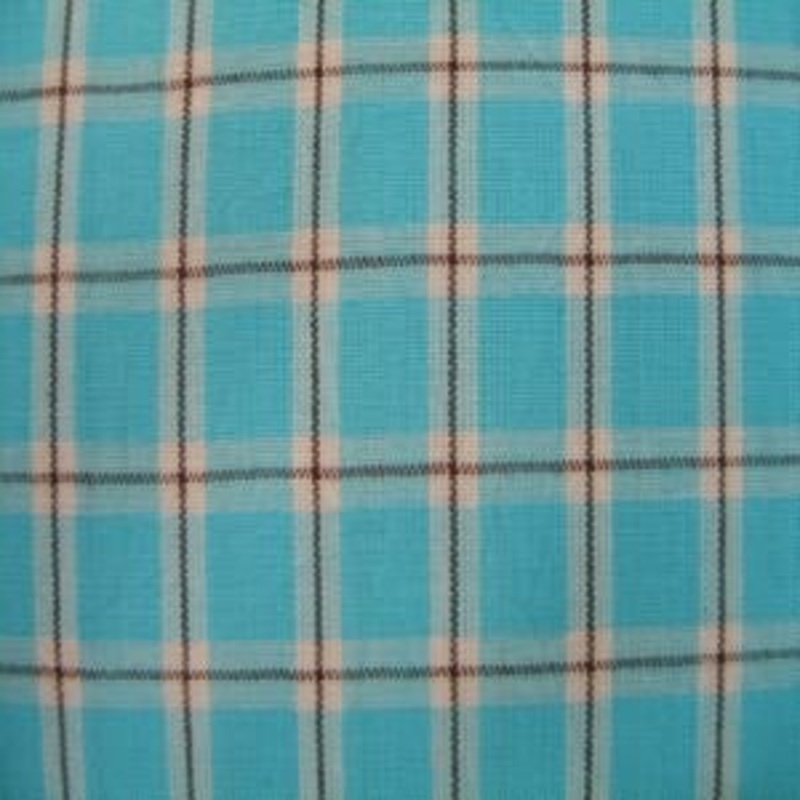 45" Homespun 100% Cotton Aqua, Black and Khaki