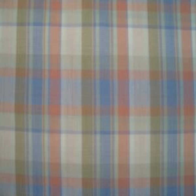 45" Plaid Blue, Peach and White 100% Cotton