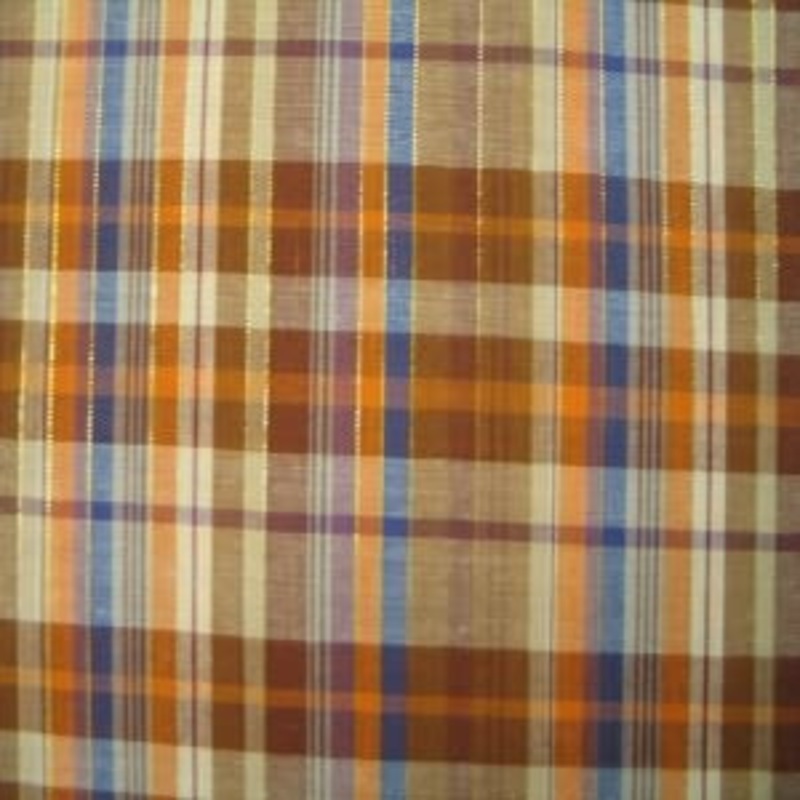 45" Plaid Brown, Orange and Blue 100% Cotton