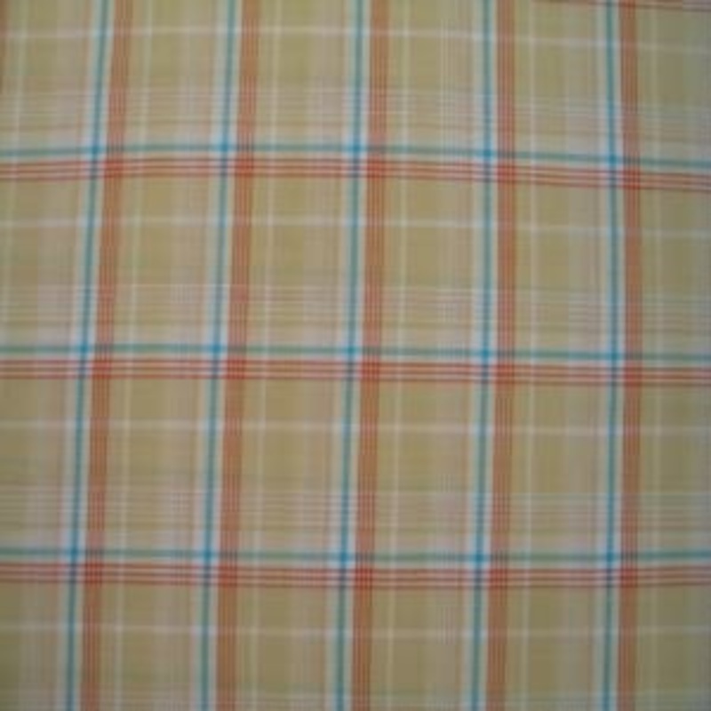 45" Plaid Golden Sand, Aqua and Orange Poly/Cotton