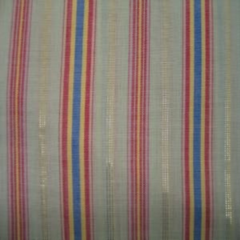 45" Stripe Sage, Blue, Red with Gold Metallic Thread Poly/Cotton