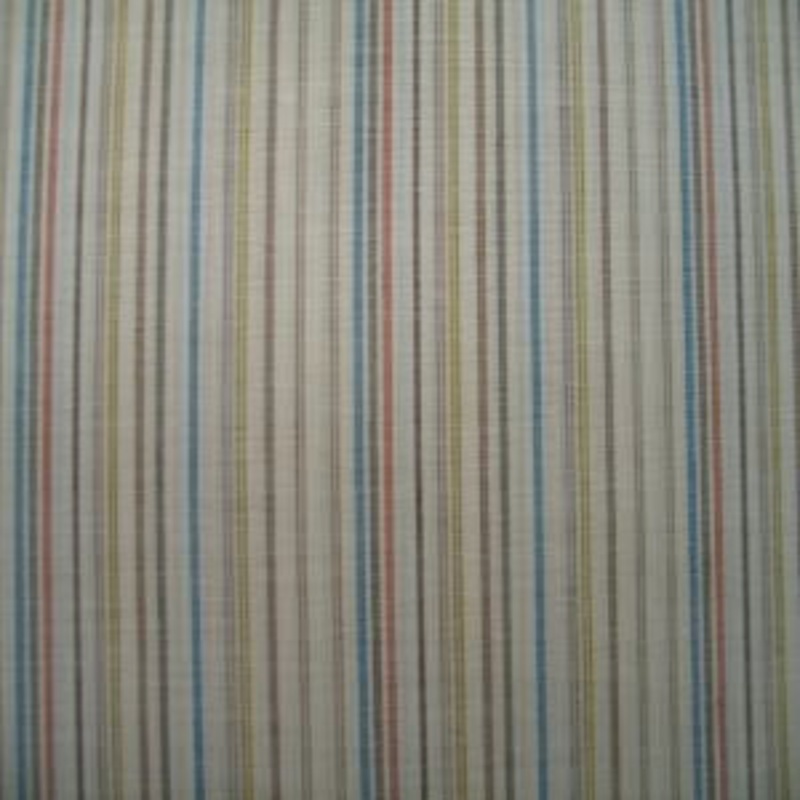 45" Stripe Tan, Blue, Yellow and Brown Poly Cotton