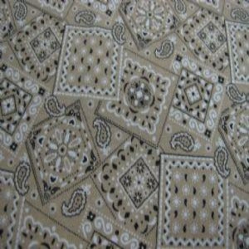 45" Western 100% Cotton Blazin Bandana Khaki 16