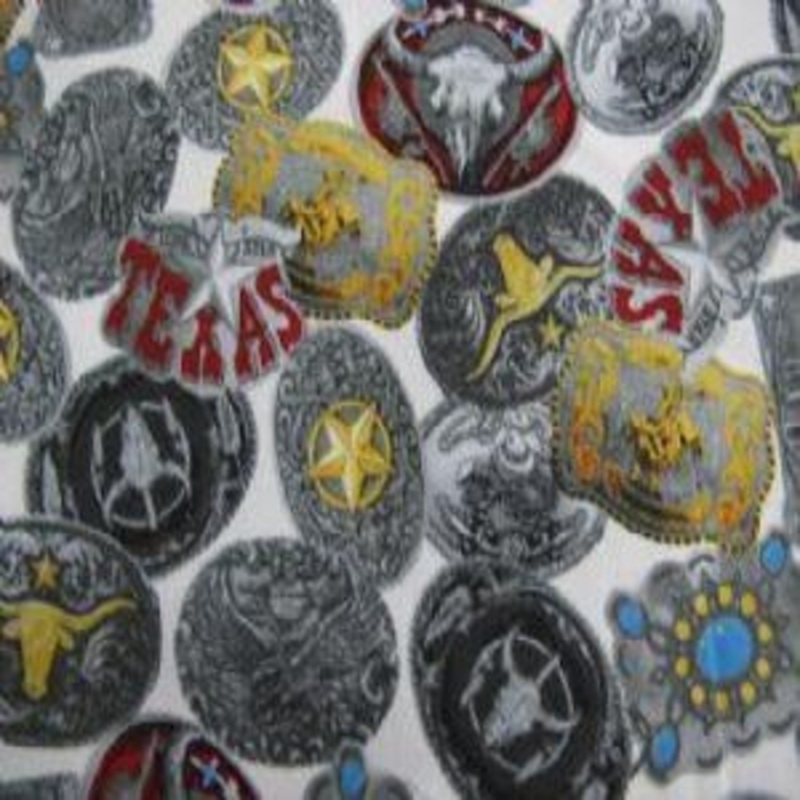 45" Western 100% Cotton Quilting Across Texas Belt Buckles Multi 9307