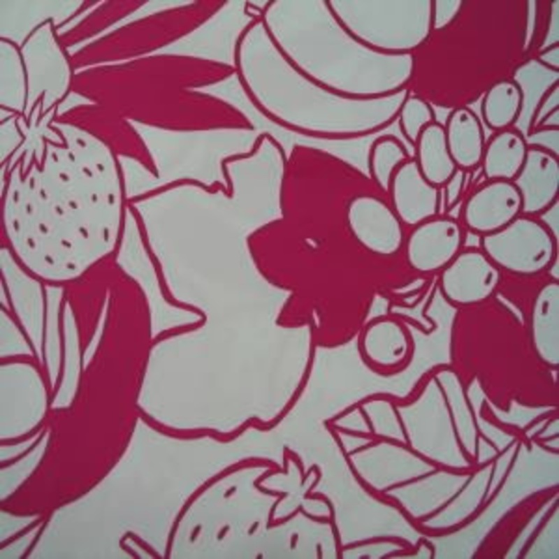 45" Wide 100% Cotton Sateen Floral Fruit White and Hot Pink Fabric Sold by the Yard