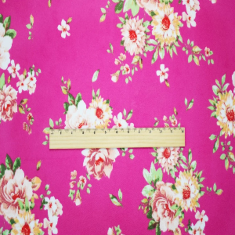 60" Wide Hot Pink-Multi Floral Print Stretch Spandex Liverpool Double Knit Fabric Sold by The Yard 97% Polyester 3% Spandex