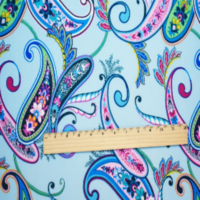 60" Wide Light Blue-Multi Floral Print Stretch Spandex Liverpool Double Knit Fabric Sold by The Yard 97% Polyester 3% Spandex