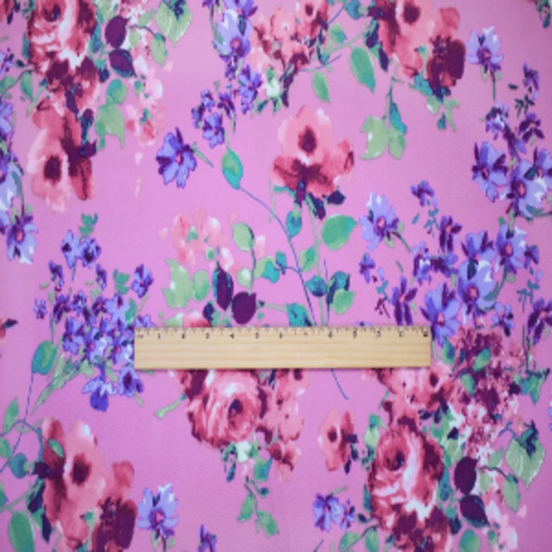 60" Wide Purple-Multi Floral Print Stretch Spandex Liverpool Double Knit Fabric Sold by The Yard 97% Polyester 3% Spandex