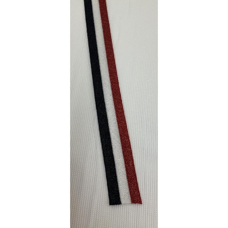 1.5" 100% Polyester Cheerbraid NL. Scarlet, White, NL. Navy