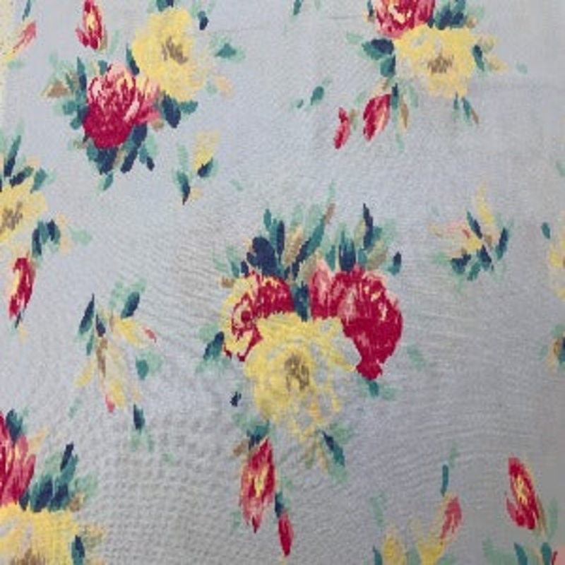 45 Wide 100% Cotton Sateen Fabric Floral Red, Yellow, Blue, and Green Fabric Sold by the Yard