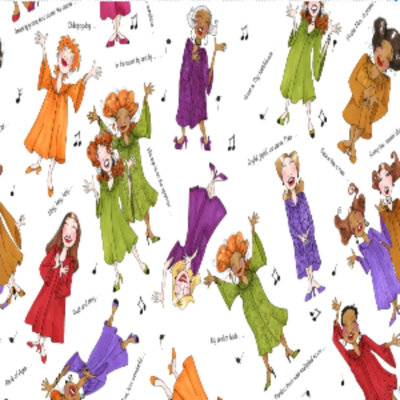 45" Wide Loralie Designs Sing it Sister White Fabric