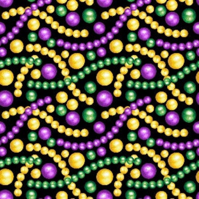 45" Wide Mardi gras 1082-04 Black/Multi Tossed Beads