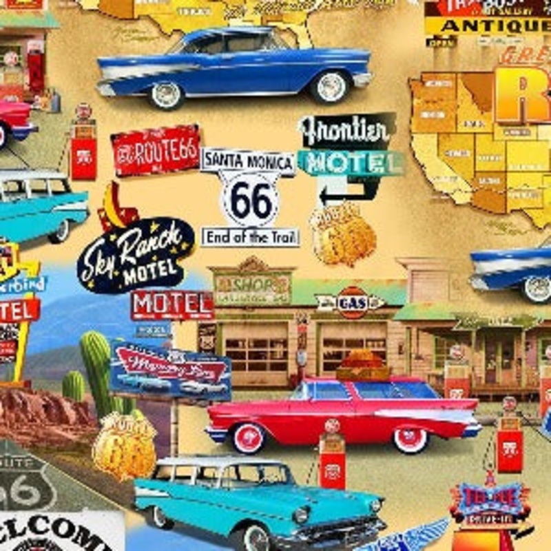 45" Wide Route 66 Multi 100% Cotton (CD3058)