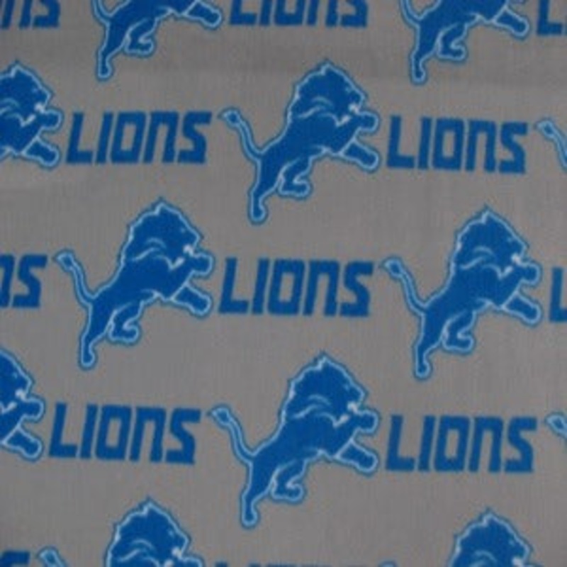60" Wide Detroit Football Team Gray Background 100% Polyester