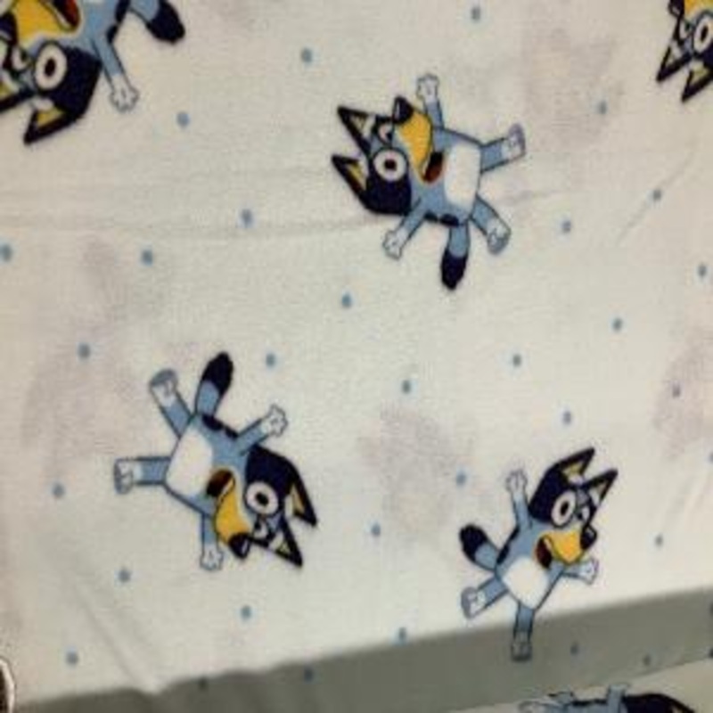 60" Wide FLEECE Bluey Polka Dot Light Blue Background Sold by the yard