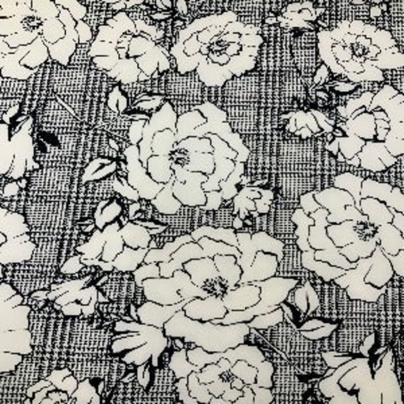 60" Wide Poly 95%-Spandex 5% Techno Flower Plaid