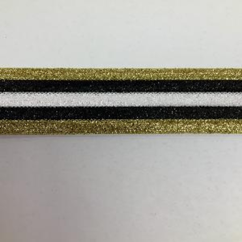 Cheerbraid 2" NL. Metalic Gold/NL. Black/NL. White/NL. Black/NL. Metalic Gold Sold by The Yard 100% Polyester