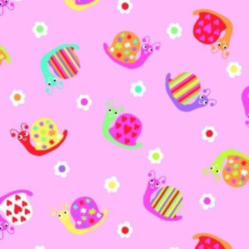 Comfy Flannel Print Decorated Snails Pink, Fabric by the Yard