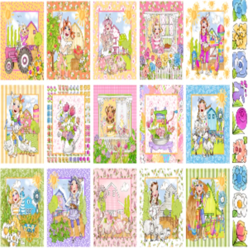 Loralie Designs Fun Farm Panel 100% Cotton (44" X 23")