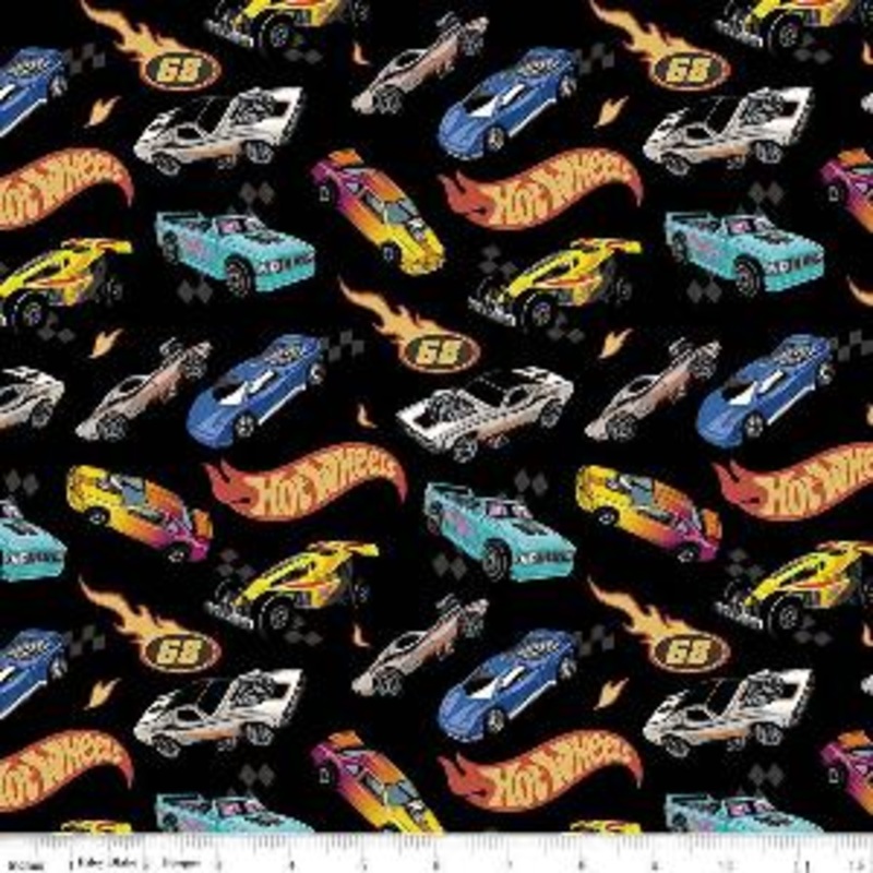 Made to Race Car Race Black Cotton Fabric
