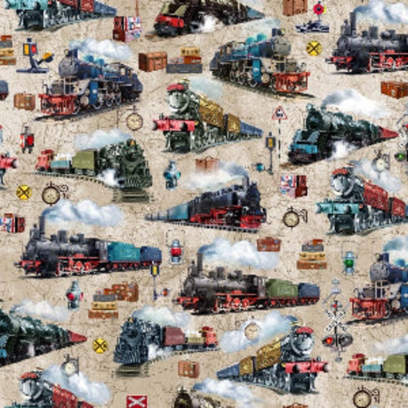Michael Miller Fabrics Full Steam Ahead 100% Cotton Sold by The Yard