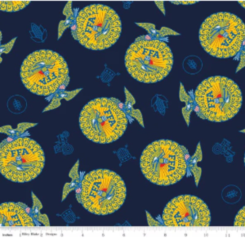 Riley Blake Forever Blue 2 Badge Toss Navy 100% Cotton Sold by The Yard