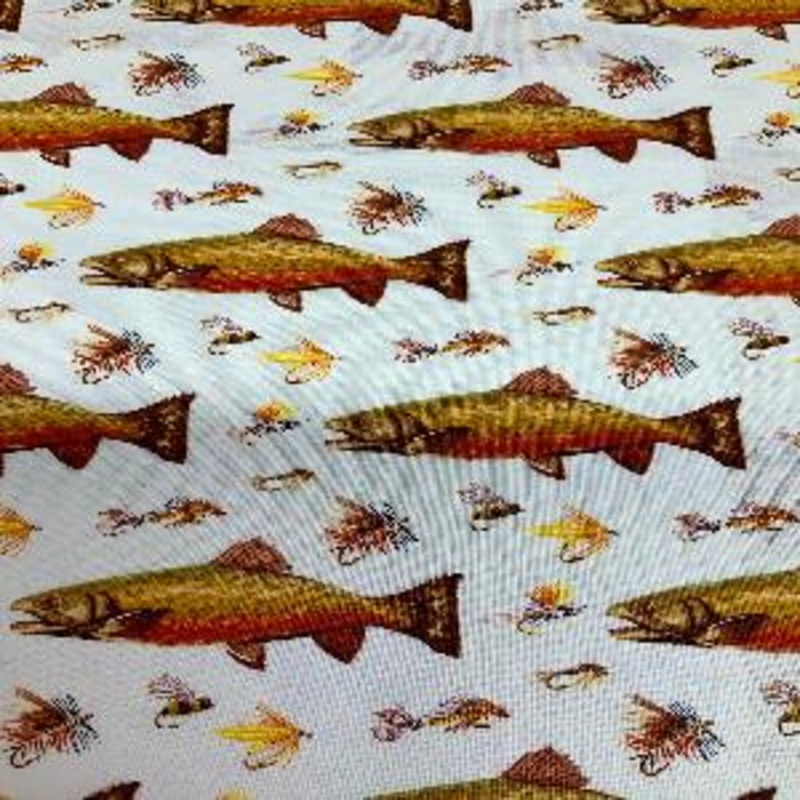 Robert Kaufman Fabrics River Trouts Tan Sold by The Yard 100% Cotton