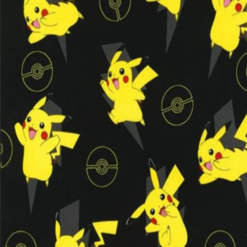 Robert Kaufman Kaufman Pokemon Pikachu Fabric, Black