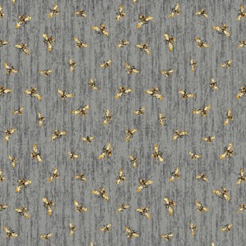Timeless Treasures - Honey Bee Farm Bee CD2391 Slate - Flying Bees on Wood Texture