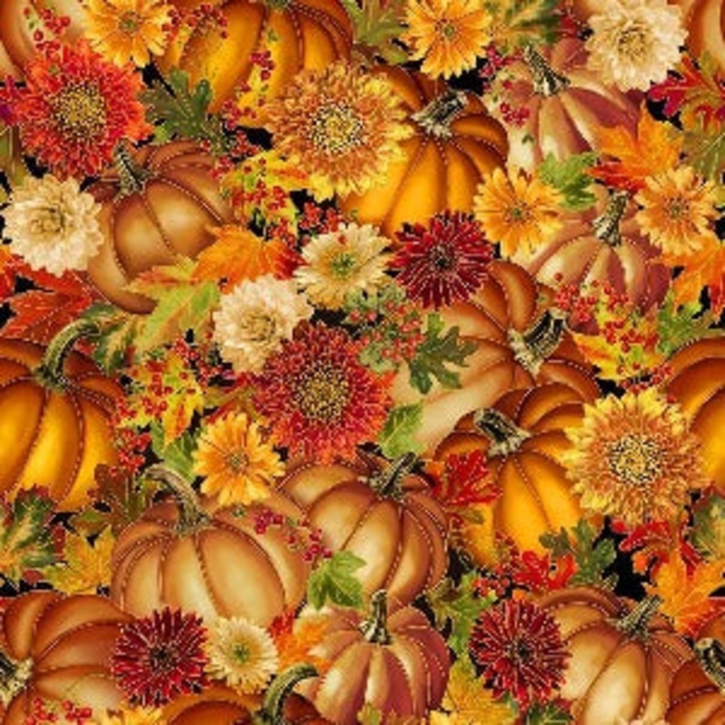 TT-Harvest CM2104 Pumpkin - Packed Metallic Pumpkin Florals