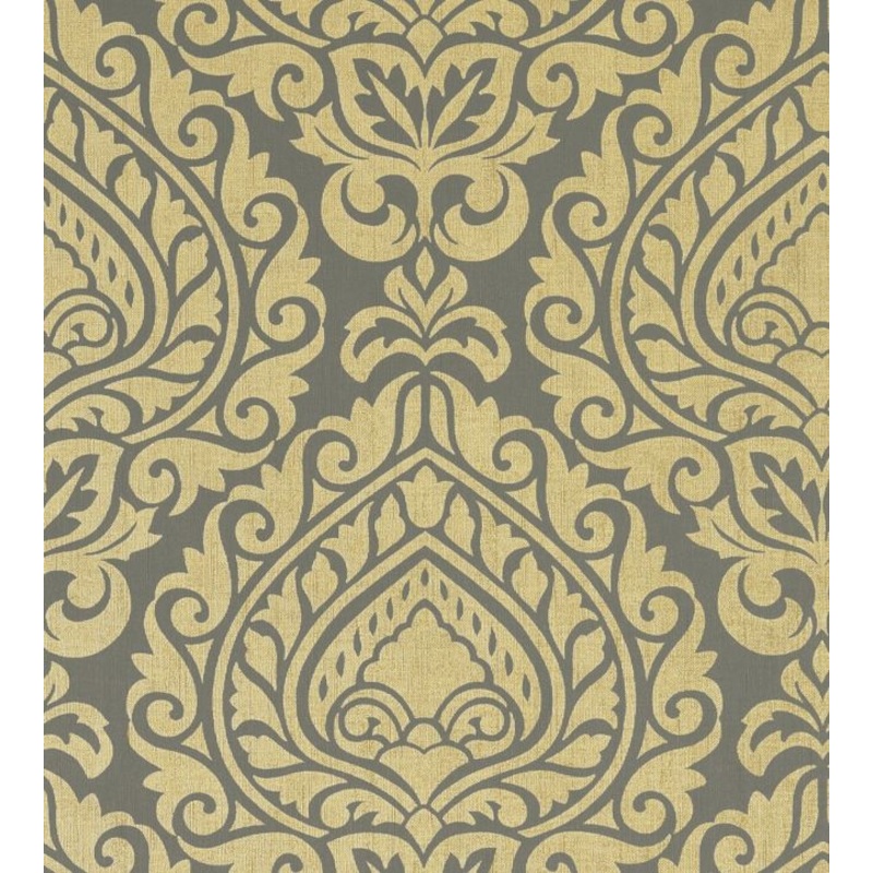 Annette Wallpaper - Metallic Gold on Smoke - AT34109 - Anna French
