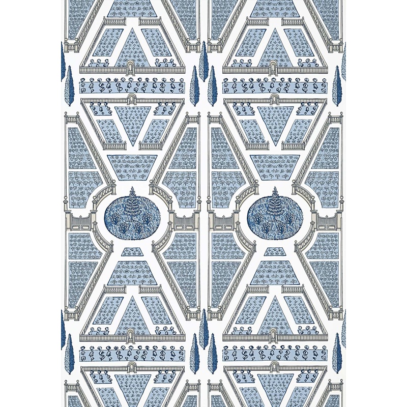 Aerial Garden Wallpaper - Blue - AT9600 - Anna French