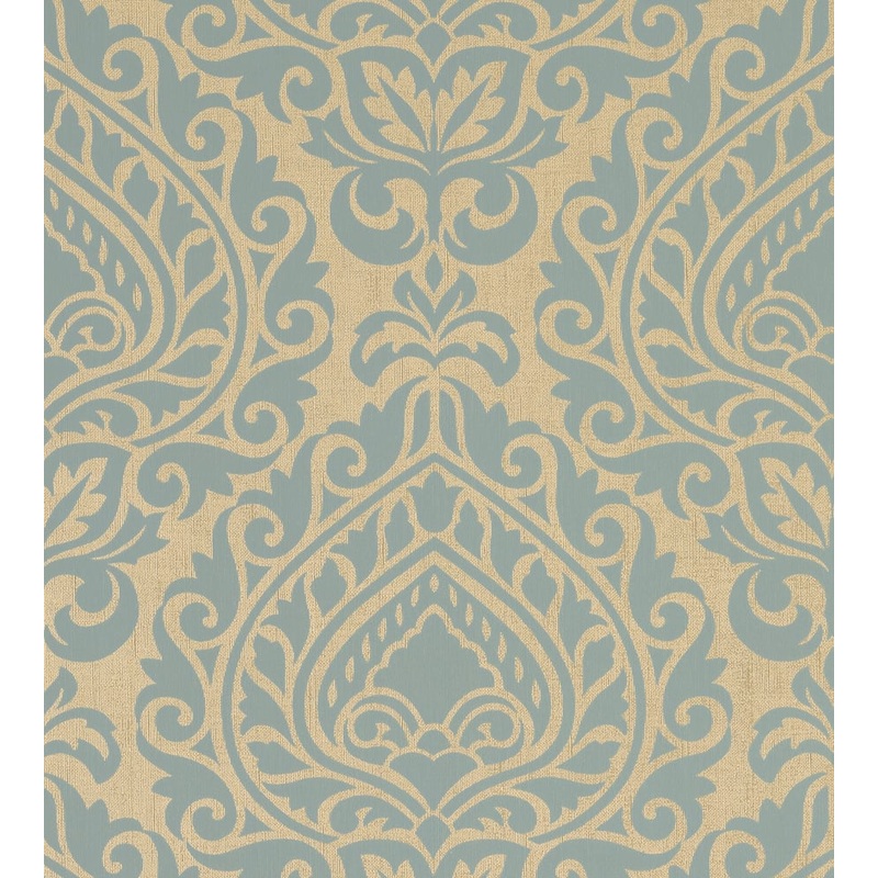 Annette Wallpaper - Aqua on Metallic Champagne - AT34107 - Anna French