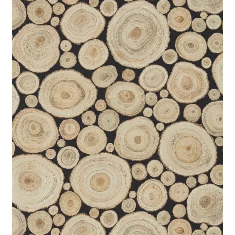 Alnwick Logs Wallpaper - Lacquer Black - DEBB216510 - Sanderson