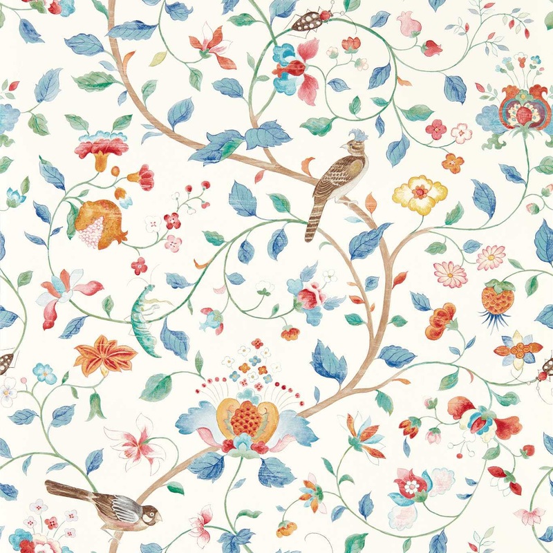 Aril's Garden Wallpaper - Indigo/Red - DABW217237 - Sanderson