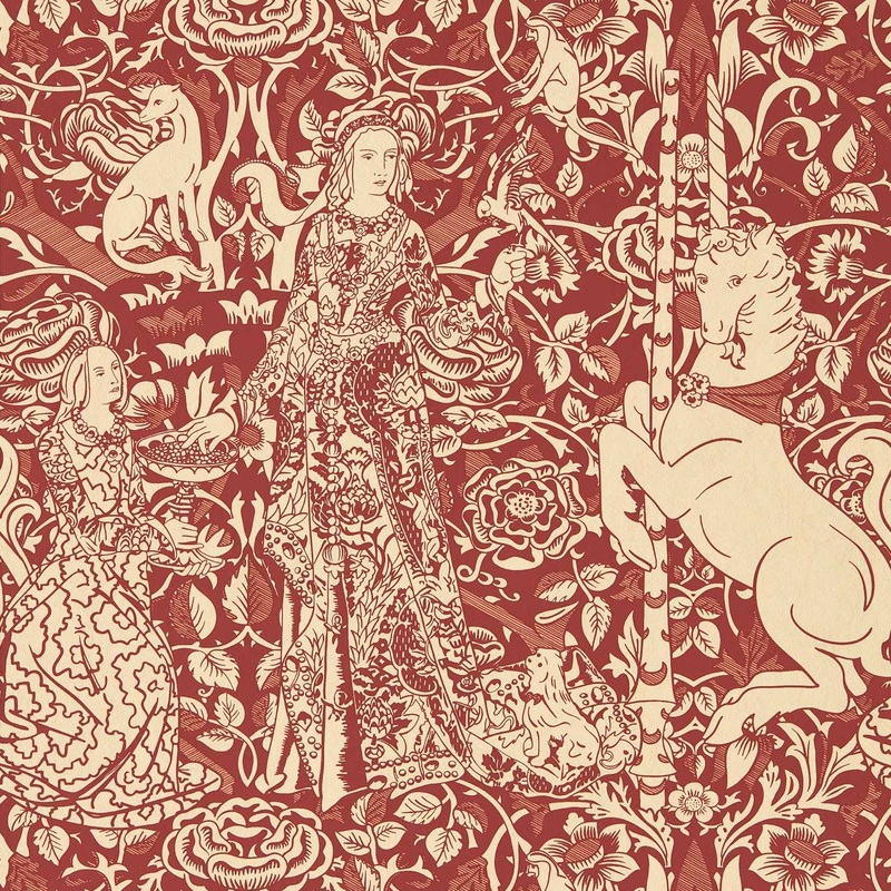 Aurelia's Grail Wallpaper - Madder/Parchment - DGDW217298 - Sanderson
