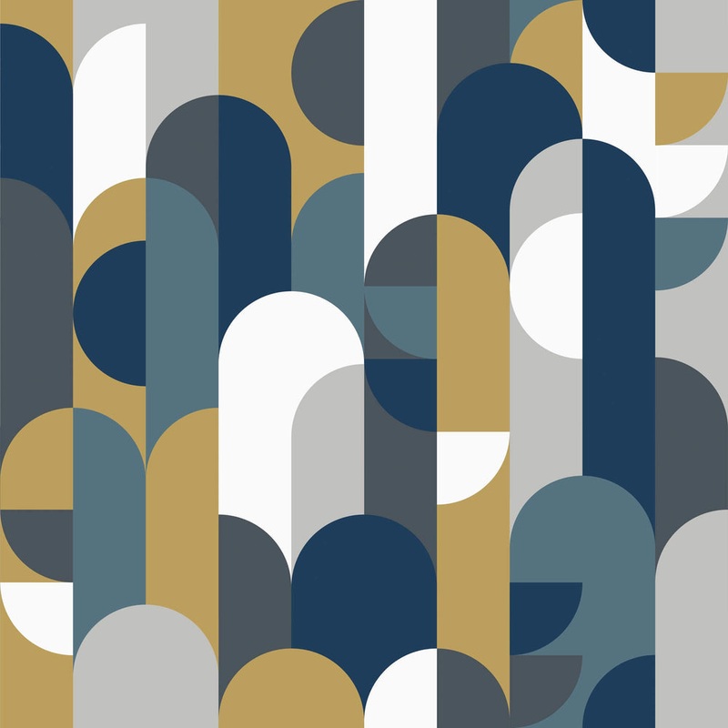 1919 Wallpaper - Navy & Mustards