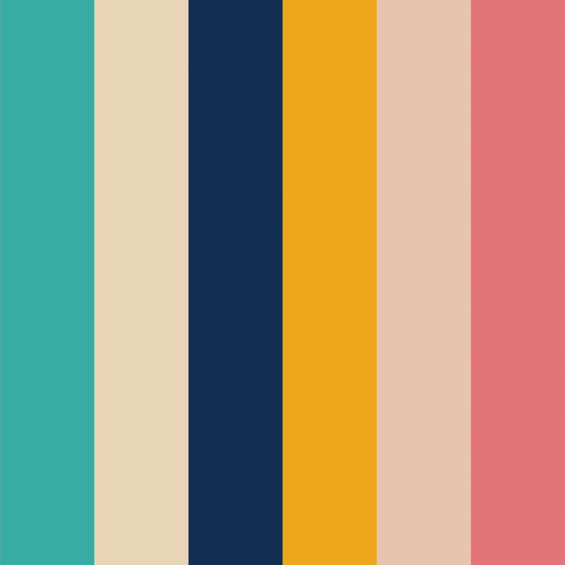 That 70's Stripe Wallpaper - Ochre, Rose Pink & Teal