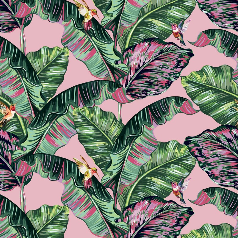 Tropic Like It's Hot Wallpaper - Bubblegum Pink & Tropical Green