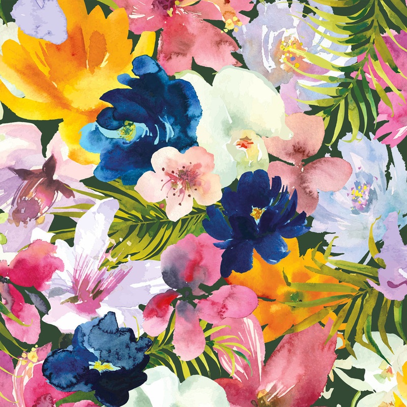 Vacay Vibes Wallpaper - Tropical Orange, Ocean Blue & Flamingo Pink