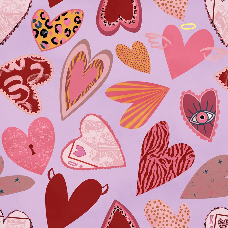 Wild at Heart Wallpaper - Shades of Orange & Pink on Palma Violet